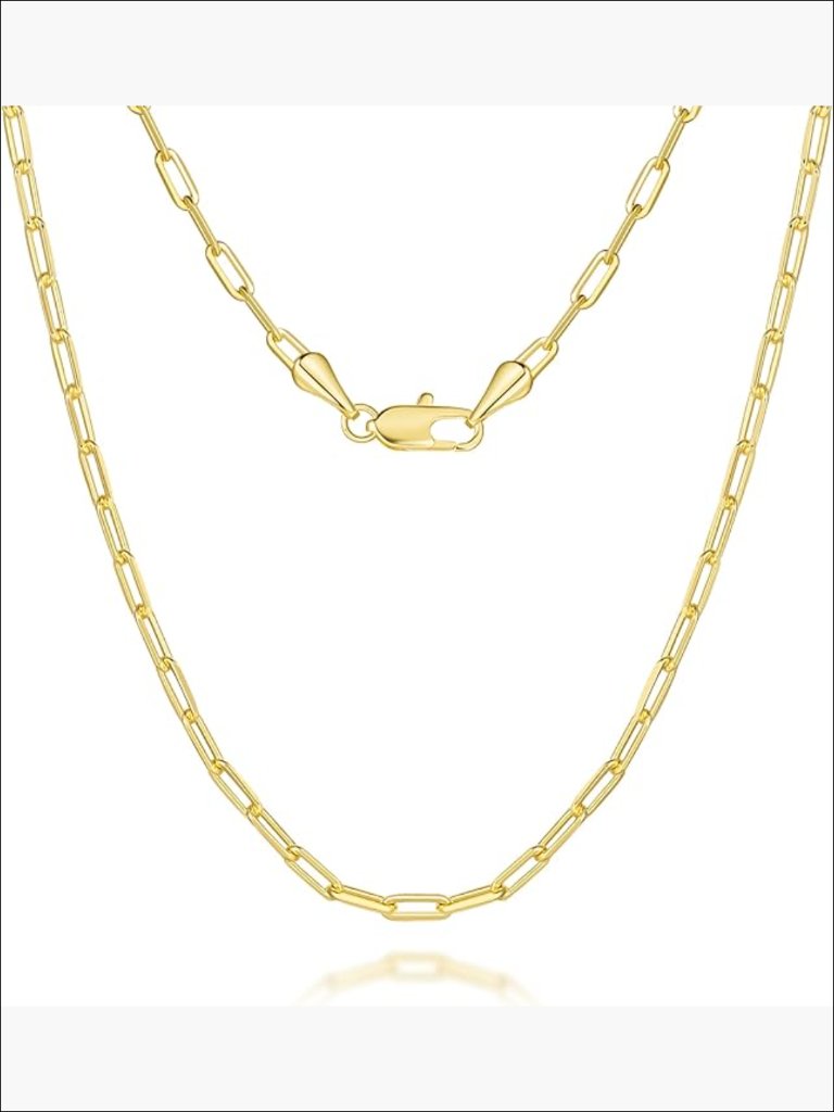 14k Gold Plated Paperclip Chain Necklace Non Tarnish Lobster Clasp